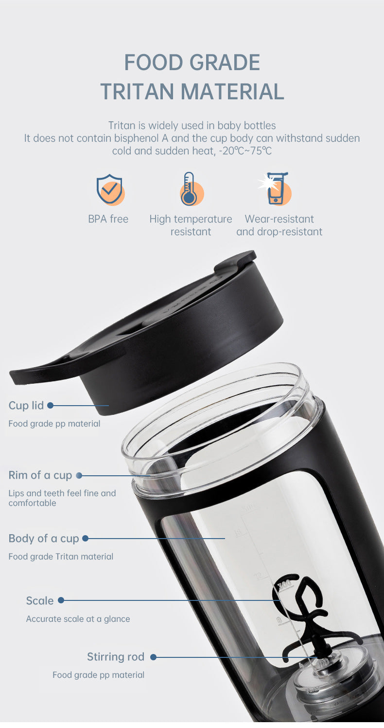 Portable Electric Shaker & Supplement Mixer Bottle (650ml) with FREE Shipping