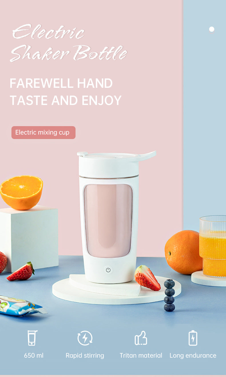 Portable Electric Shaker & Supplement Mixer Bottle (650ml) with FREE Shipping